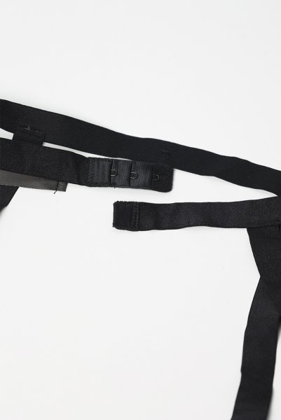 画像22: Blomentis 3-pcs set|ブラ&ガーターベルト風ハーネス&タンガ3点セット(ワイヤーなし・リボン・シースルー・ブラック) | Obsessive 高級Sexyランジェリー (22)