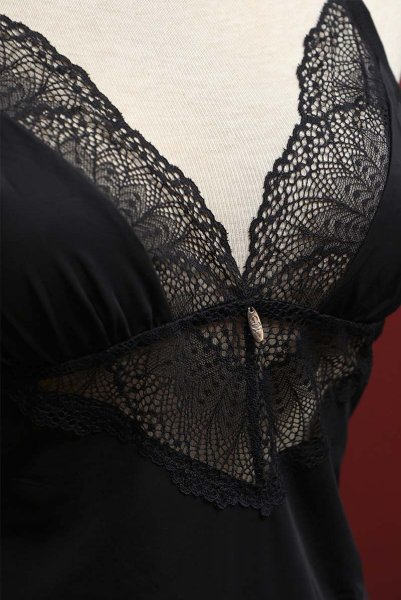 画像20: Lobellis chemise |スリップドレス&タンガ(ワイヤーなし・リボン・ブラック) | Obsessive 高級Sexyランジェリー (20)