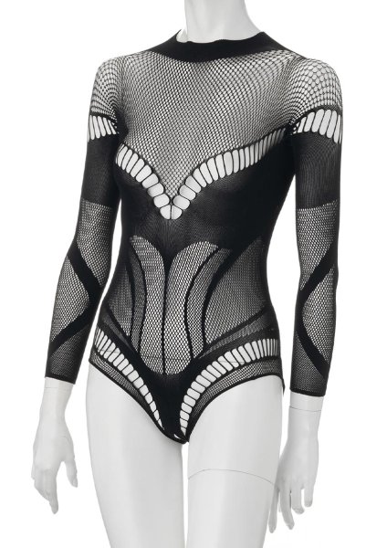 画像9: B135 teddy | ボディストッキング素材の背中開きボディスーツ・テディ・黒   | 高級Sexyランジェリー Obsessive (9)