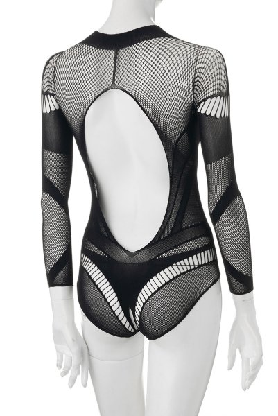 画像10: B135 teddy | ボディストッキング素材の背中開きボディスーツ・テディ・黒   | 高級Sexyランジェリー Obsessive (10)