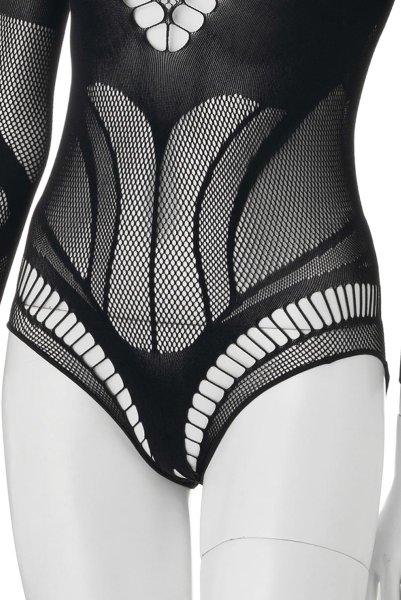 画像13: B135 teddy | ボディストッキング素材の背中開きボディスーツ・テディ・黒   | 高級Sexyランジェリー Obsessive (13)