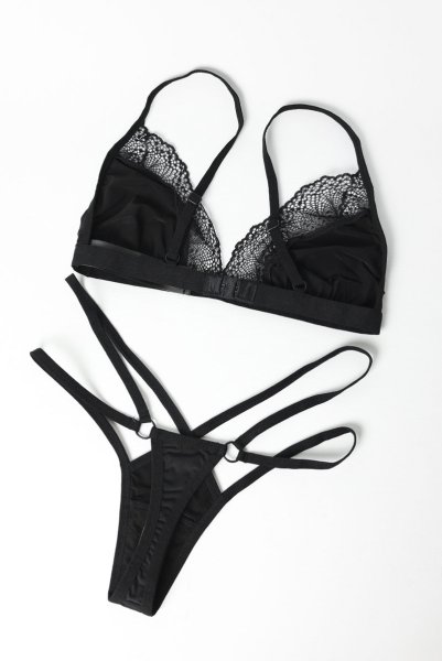 画像7: Lobellis 3-pcs set｜ブラ＆ガーターベルト＆タンガ3点セット（ワイヤーなし・レース・ブラック） | Obsessive 高級Sexyランジェリー (7)