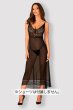 画像1: Estiqua chemise | ロング丈スリップドレス・シースルー・レース・ブラック   | 高級Sexyランジェリー Obsessive (1)