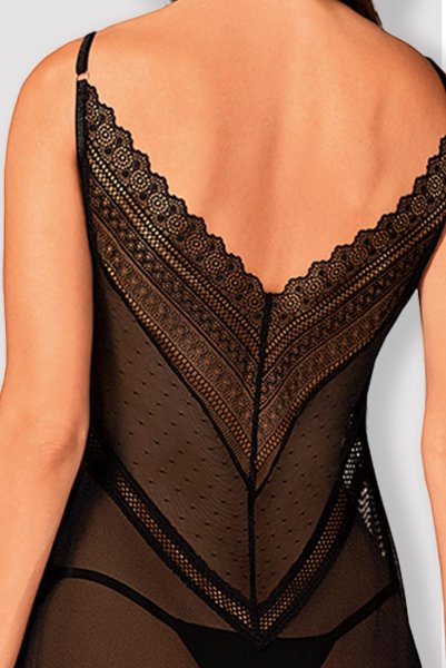 画像8: Estiqua chemise | ロング丈スリップドレス・シースルー・レース・ブラック   | 高級Sexyランジェリー Obsessive (8)