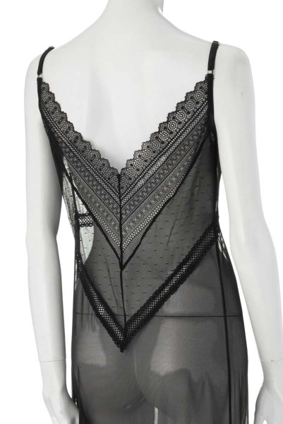 画像12: Estiqua chemise | ロング丈スリップドレス・シースルー・レース・ブラック   | 高級Sexyランジェリー Obsessive (12)