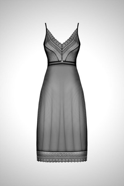 画像20: Estiqua chemise | ロング丈スリップドレス・シースルー・レース・ブラック   | 高級Sexyランジェリー Obsessive (20)