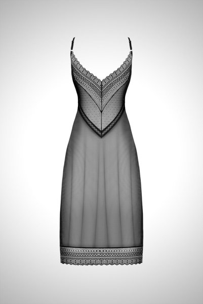 画像21: Estiqua chemise | ロング丈スリップドレス・シースルー・レース・ブラック   | 高級Sexyランジェリー Obsessive (21)