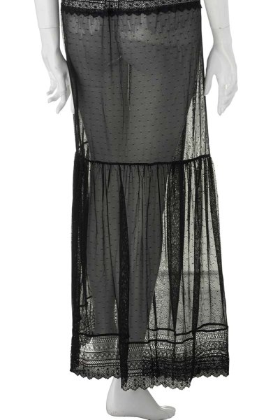 画像12: Estiqua peignoir | ガウン・シースルー・レース・ウエストリボン・ブラック   | 高級Sexyランジェリー Obsessive (12)