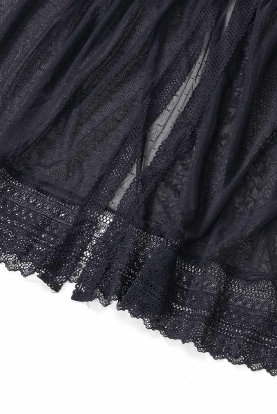 画像17: Estiqua peignoir | ガウン・シースルー・レース・ウエストリボン・ブラック   | 高級Sexyランジェリー Obsessive (17)