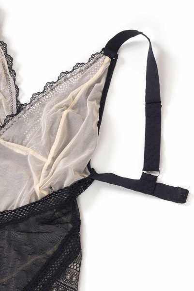 画像18: Estiqua teddy | テディ・シースルー・ノンワイヤー・ブラック   | 高級Sexyランジェリー Obsessive (18)