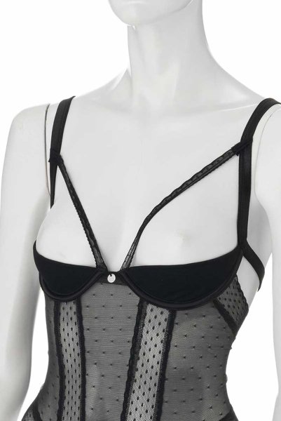 画像9: Lanelia corset | ガーターベルト付きコルセット&クロッチレスタンガ2点セット・ブラック・タンガ   | 高級Sexyランジェリー Obsessive (9)