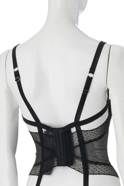 画像10: Lanelia corset | ガーターベルト付きコルセット&クロッチレスタンガ2点セット・ブラック・タンガ   | 高級Sexyランジェリー Obsessive (10)