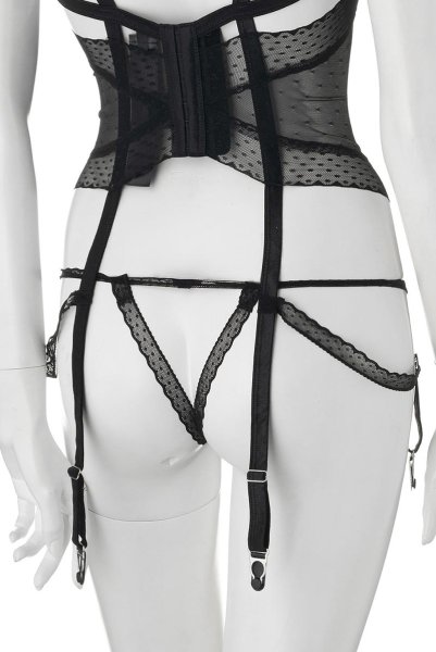 画像12: Lanelia corset | ガーターベルト付きコルセット&クロッチレスタンガ2点セット・ブラック・タンガ   | 高級Sexyランジェリー Obsessive (12)
