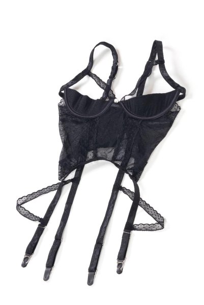 画像13: Lanelia corset | ガーターベルト付きコルセット&クロッチレスタンガ2点セット・ブラック・タンガ   | 高級Sexyランジェリー Obsessive (13)