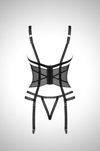 画像21: Lanelia corset | ガーターベルト付きコルセット&クロッチレスタンガ2点セット・ブラック・タンガ   | 高級Sexyランジェリー Obsessive (21)