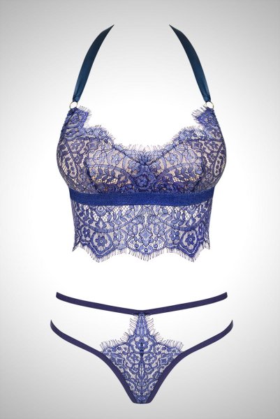 画像9: Flowlace set | ブラレット＆タンガセット・ノンパテッドブラ・グラマーさん向け・Tバック・ブルー   | 高級Sexyランジェリー Obsessive (9)