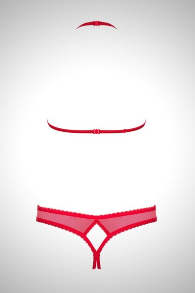 画像10: 870 SEC 3 red | ピュアレッドのオープンバストブラ&クロッチレスタンガ・オープンクロッチ・アイラッシュレース・朱レッド   | 高級Sexyランジェリー Obsessive (10)