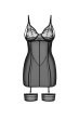 画像1: Nuites chemise  |スリップドレス（ワイヤーあり・ドット・シースルー・ブラック） | Obsessive 高級Sexyランジェリー【即日発送・サイズ交換NG・メール便対象】輸入下着・ランジェリー   (1)