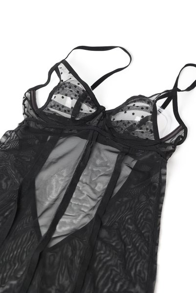 画像12: Nuites chemise  |スリップドレス（ワイヤーあり・ドット・シースルー・ブラック） | Obsessive 高級Sexyランジェリー【即日発送・サイズ交換NG・メール便対象】輸入下着・ランジェリー   (12)