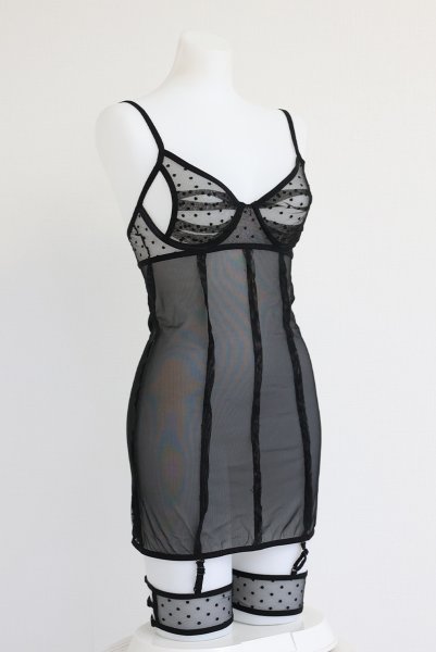 画像21: Nuites chemise  |スリップドレス（ワイヤーあり・ドット・シースルー・ブラック） | Obsessive 高級Sexyランジェリー【即日発送・サイズ交換NG・メール便対象】輸入下着・ランジェリー   (21)