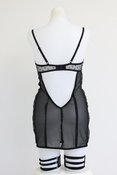 画像22: Nuites chemise  |スリップドレス（ワイヤーあり・ドット・シースルー・ブラック） | Obsessive 高級Sexyランジェリー【即日発送・サイズ交換NG・メール便対象】輸入下着・ランジェリー   (22)