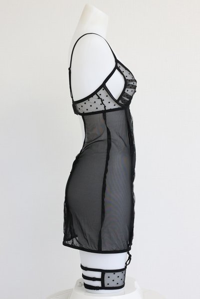 画像23: Nuites chemise  |スリップドレス（ワイヤーあり・ドット・シースルー・ブラック） | Obsessive 高級Sexyランジェリー【即日発送・サイズ交換NG・メール便対象】輸入下着・ランジェリー   (23)