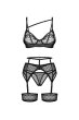 画像2: Nuites 3-pcs  set｜ブラ＆ガーターベルト＆タンガ3点セット（ワイヤーあり・ドット・シースルー・ブラック） | Obsessive 高級Sexyランジェリー【即日発送・サイズ交換NG・メール便対象】輸入下着・ランジェリー   (2)