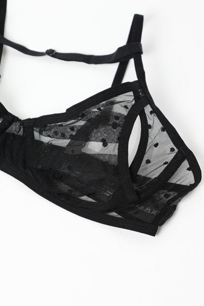 画像11: Nuites 3-pcs  set｜ブラ＆ガーターベルト＆タンガ3点セット（ワイヤーあり・ドット・シースルー・ブラック） | Obsessive 高級Sexyランジェリー【即日発送・サイズ交換NG・メール便対象】輸入下着・ランジェリー   (11)
