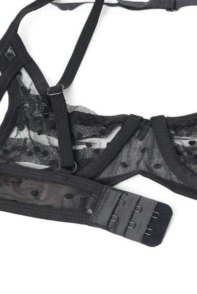 画像14: Nuites 3-pcs  set｜ブラ＆ガーターベルト＆タンガ3点セット（ワイヤーあり・ドット・シースルー・ブラック） | Obsessive 高級Sexyランジェリー【即日発送・サイズ交換NG・メール便対象】輸入下着・ランジェリー   (14)