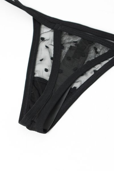 画像17: Nuites 3-pcs  set｜ブラ＆ガーターベルト＆タンガ3点セット（ワイヤーあり・ドット・シースルー・ブラック） | Obsessive 高級Sexyランジェリー【即日発送・サイズ交換NG・メール便対象】輸入下着・ランジェリー   (17)