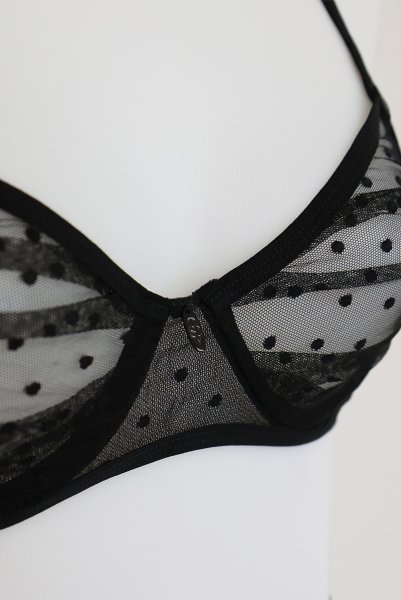 画像24: Nuites 3-pcs  set｜ブラ＆ガーターベルト＆タンガ3点セット（ワイヤーあり・ドット・シースルー・ブラック） | Obsessive 高級Sexyランジェリー【即日発送・サイズ交換NG・メール便対象】輸入下着・ランジェリー   (24)