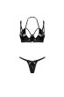 画像1: Keira Lise 2-pcs set｜ブラ＆タンガ2点セット（ワイヤーあり・ボンテージ・フェイクレザー・ブラック） | Obsessive 高級Sexyランジェリー【即日発送・サイズ交換NG・メール便対象】輸入下着・ランジェリー   (1)