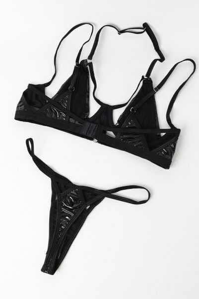 画像10: Keira Lise 2-pcs set｜ブラ＆タンガ2点セット（ワイヤーあり・ボンテージ・フェイクレザー・ブラック） | Obsessive 高級Sexyランジェリー【即日発送・サイズ交換NG・メール便対象】輸入下着・ランジェリー   (10)