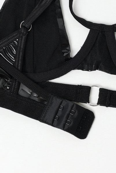 画像14: Keira Lise 2-pcs set｜ブラ＆タンガ2点セット（ワイヤーあり・ボンテージ・フェイクレザー・ブラック） | Obsessive 高級Sexyランジェリー【即日発送・サイズ交換NG・メール便対象】輸入下着・ランジェリー   (14)