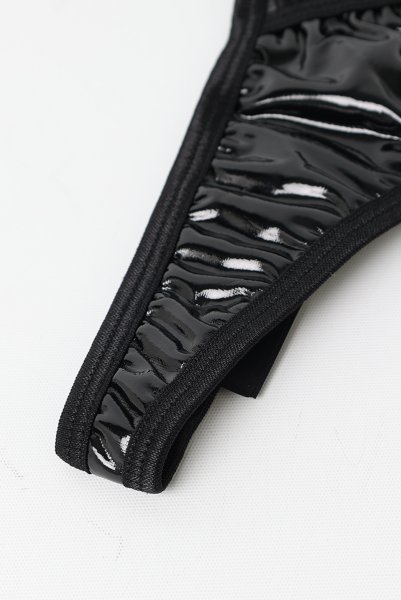 画像17: Keira Lise 2-pcs set｜ブラ＆タンガ2点セット（ワイヤーあり・ボンテージ・フェイクレザー・ブラック） | Obsessive 高級Sexyランジェリー【即日発送・サイズ交換NG・メール便対象】輸入下着・ランジェリー   (17)