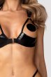 画像5: Keira Lise 2-pcs crotchless set｜ブラ＆クロッチレスタンガ2点セット（ワイヤーなし・オープンバスト・ボンテージ・フェイクレザー・ダブルストラップ・ブラック） | Obsessive 高級Sexyランジェリー【即日発送・サイズ交換NG・メール便対象】輸入下着・ランジェリー   (5)