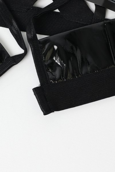 画像19: Keira Lise 2-pcs crotchless set｜ブラ＆クロッチレスタンガ2点セット（ワイヤーなし・オープンバスト・ボンテージ・フェイクレザー・ダブルストラップ・ブラック） | Obsessive 高級Sexyランジェリー【即日発送・サイズ交換NG・メール便対象】輸入下着・ランジェリー   (19)