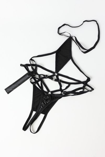 画像16: Keira Lise crotchess teddy | クロッチレステディ（ボンテージ・フェイクレザー・ブラック）  | Obsessive 高級Sexyランジェリー【即日発送・サイズ交換NG・メール便対象】輸入下着・ランジェリー    (16)