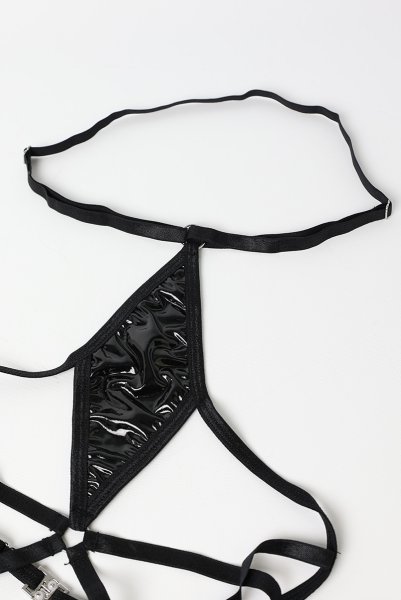 画像18: Keira Lise crotchess teddy | クロッチレステディ（ボンテージ・フェイクレザー・ブラック）  | Obsessive 高級Sexyランジェリー【即日発送・サイズ交換NG・メール便対象】輸入下着・ランジェリー    (18)