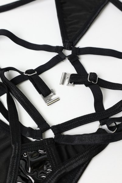 画像19: Keira Lise crotchess teddy | クロッチレステディ（ボンテージ・フェイクレザー・ブラック）  | Obsessive 高級Sexyランジェリー【即日発送・サイズ交換NG・メール便対象】輸入下着・ランジェリー    (19)