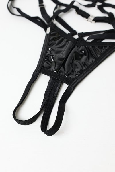 画像20: Keira Lise crotchess teddy | クロッチレステディ（ボンテージ・フェイクレザー・ブラック）  | Obsessive 高級Sexyランジェリー【即日発送・サイズ交換NG・メール便対象】輸入下着・ランジェリー    (20)