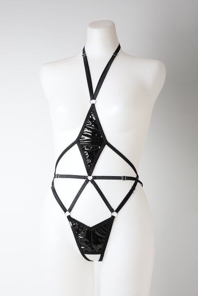 画像22: Keira Lise crotchess teddy | クロッチレステディ（ボンテージ・フェイクレザー・ブラック）  | Obsessive 高級Sexyランジェリー【即日発送・サイズ交換NG・メール便対象】輸入下着・ランジェリー    (22)