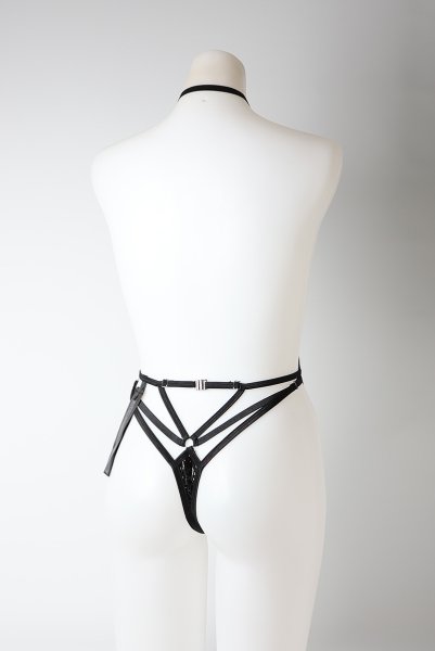 画像23: Keira Lise crotchess teddy | クロッチレステディ（ボンテージ・フェイクレザー・ブラック）  | Obsessive 高級Sexyランジェリー【即日発送・サイズ交換NG・メール便対象】輸入下着・ランジェリー    (23)