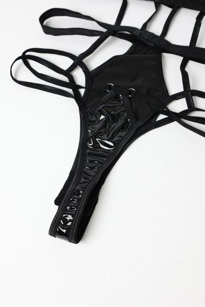 画像15: Keira Lise  teddy | テディ（ワイヤーあり・ボンテージ・フェイクレザー・ブラック）  | Obsessive 高級Sexyランジェリー【即日発送・サイズ交換NG・メール便対象】輸入下着・ランジェリー    (15)