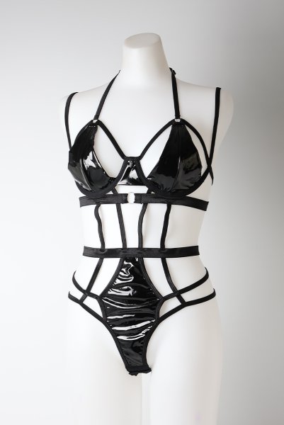 画像17: Keira Lise  teddy | テディ（ワイヤーあり・ボンテージ・フェイクレザー・ブラック）  | Obsessive 高級Sexyランジェリー【即日発送・サイズ交換NG・メール便対象】輸入下着・ランジェリー    (17)