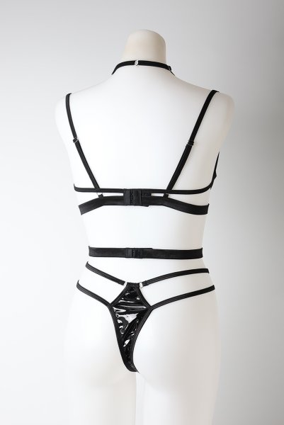 画像18: Keira Lise  teddy | テディ（ワイヤーあり・ボンテージ・フェイクレザー・ブラック）  | Obsessive 高級Sexyランジェリー【即日発送・サイズ交換NG・メール便対象】輸入下着・ランジェリー    (18)