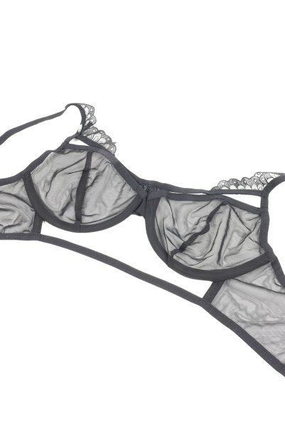 画像8: Premisis Black 3-pcs crotchless set｜ブラ＆チョーカー付きガーターベルト＆クロッチレスタンガ3点セット（ワイヤーあり・シースルー・ブラック） | Obsessive 高級Sexyランジェリー【即日発送・サイズ交換NG・メール便対象】輸入下着・ランジェリー   (8)