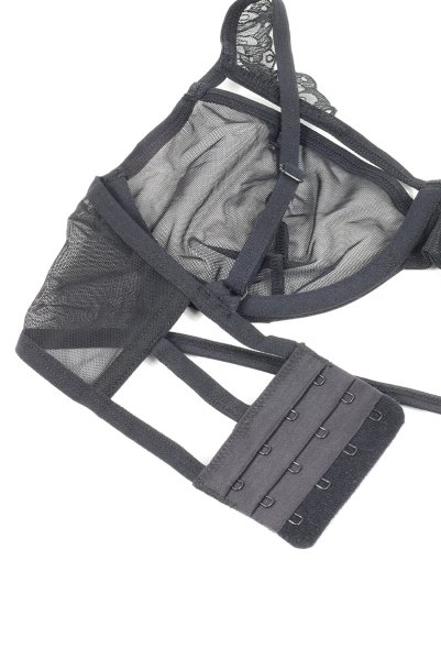 画像11: Premisis Black 3-pcs crotchless set｜ブラ＆チョーカー付きガーターベルト＆クロッチレスタンガ3点セット（ワイヤーあり・シースルー・ブラック） | Obsessive 高級Sexyランジェリー【即日発送・サイズ交換NG・メール便対象】輸入下着・ランジェリー   (11)