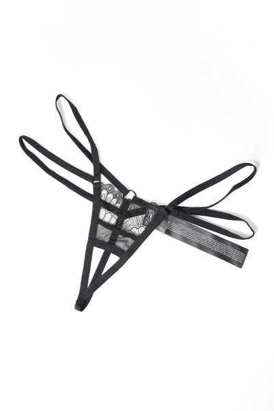 画像13: Premisis Black 3-pcs crotchless set｜ブラ＆チョーカー付きガーターベルト＆クロッチレスタンガ3点セット（ワイヤーあり・シースルー・ブラック） | Obsessive 高級Sexyランジェリー【即日発送・サイズ交換NG・メール便対象】輸入下着・ランジェリー   (13)