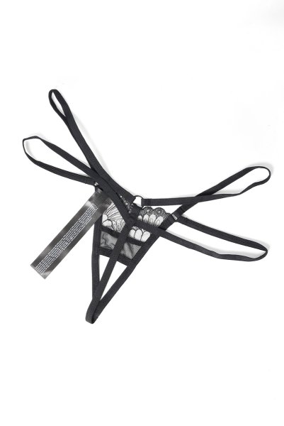 画像14: Premisis Black 3-pcs crotchless set｜ブラ＆チョーカー付きガーターベルト＆クロッチレスタンガ3点セット（ワイヤーあり・シースルー・ブラック） | Obsessive 高級Sexyランジェリー【即日発送・サイズ交換NG・メール便対象】輸入下着・ランジェリー   (14)